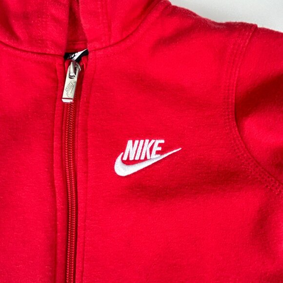 Nike Hooded Sweatshirt Size 4XS Little Boys Club Fleece Zip Front Red Jacket - Picture 3 of 10